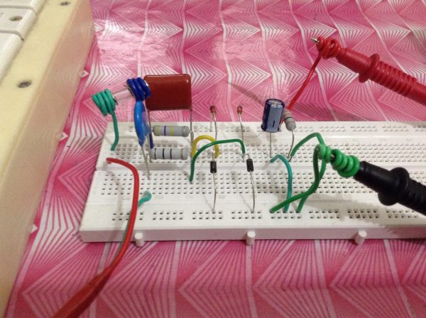 12V Capacitor Dropper Power Supply on Breadboard