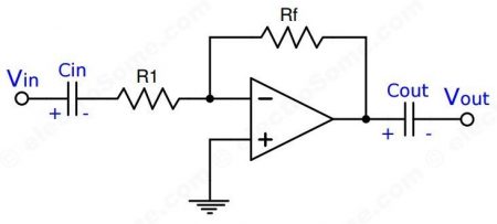 AC Coupled Inverting Amplifier using Opamp