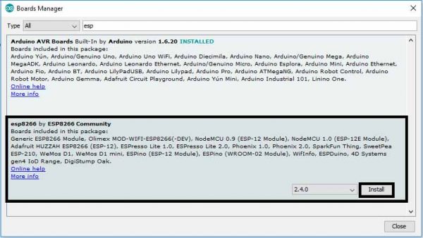 Arduino IDE ESP8266 Board