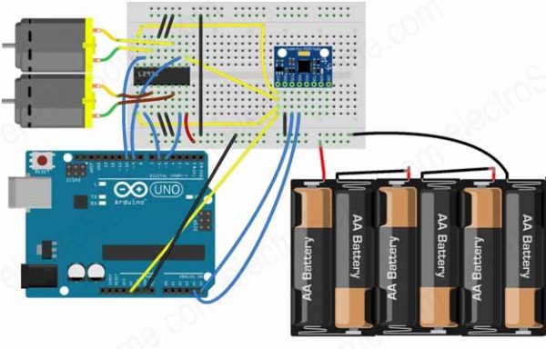 Controlling of DC Motors using MPU6050 Circuit Diagram