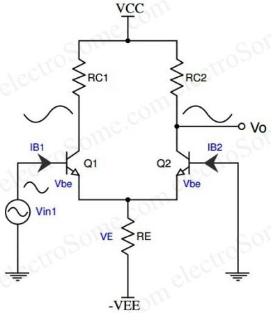 Differential Amplifier using Transistor - Single Input Unbalanced Output