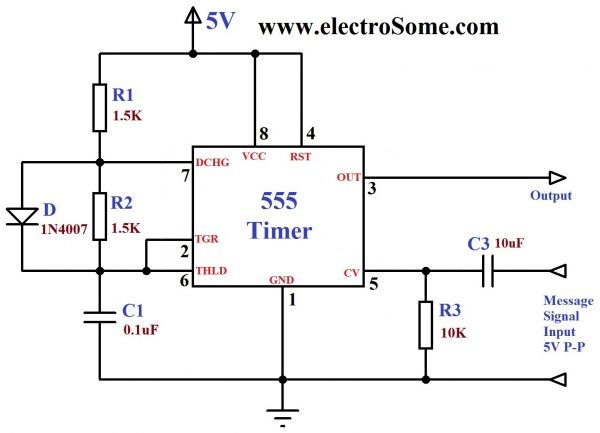 FM Generation using 555 Timer - Circuit Diagram