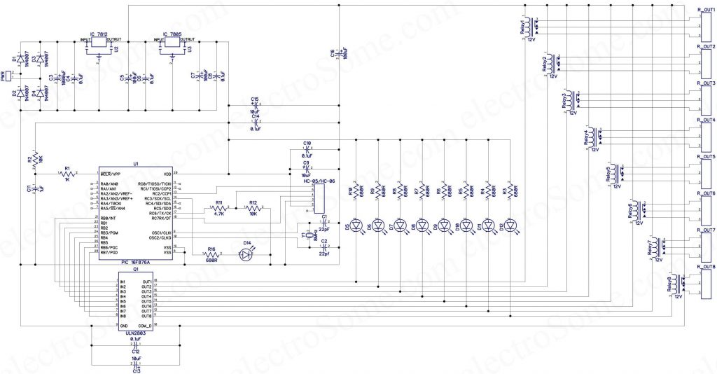 Home Automation using Bluetooth and Mobile App - Circuit Diagram