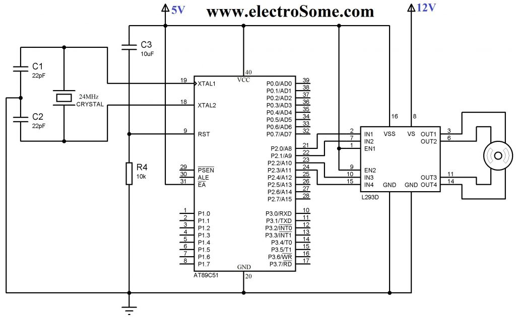 Interfacing Bipolar Stepper Motor with 8051 using L293D