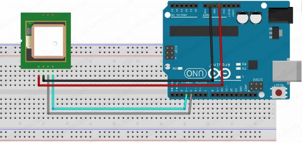 Interfacing GPS with Arduino - Circuit Diagram