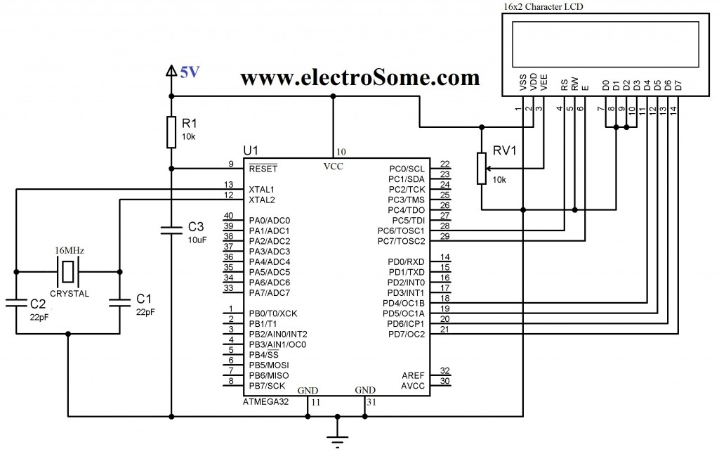 Interfacing LCD with Atmega32 Microcontroller 4 Bit Mode