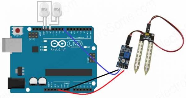 Interfacing Moisture Sensor with Arduino-Digital Mode-Circuit Diagram