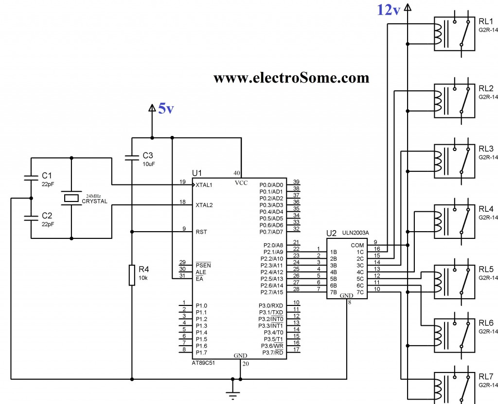 Interfacing Relay with 8051 using ULN2003