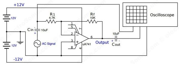 Inverting Amplifier using Opamp - Experiment