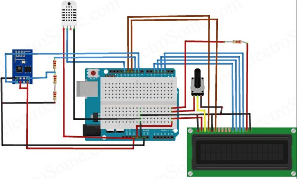 IoT Data Logger using Arduino and ESP8266 - Circuit Diagram