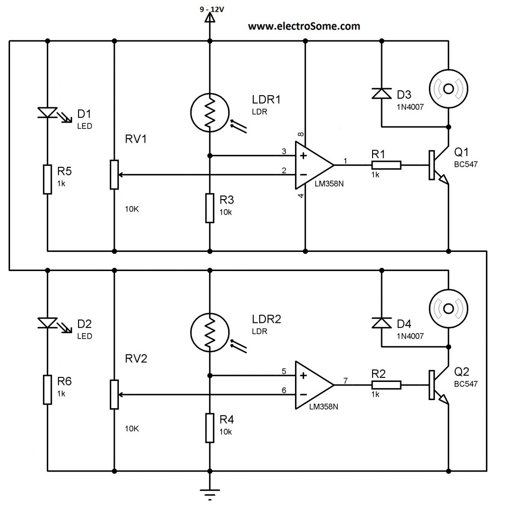 Line Follower Robot Circuit - without using Microcontroller