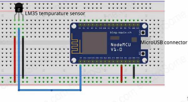 LM 35 with ESP8266 - Circuit Diagram