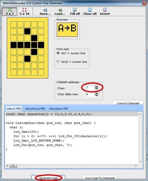 MikroElektronika LCD Custom Char Generator