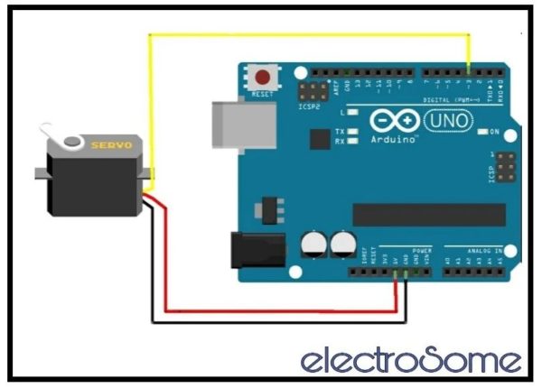 Interfacing Servo Motor with Arduino Uno - Circuit Diagram