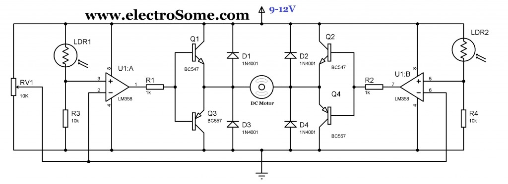 Simple Solar Tracker Circuit Diagram