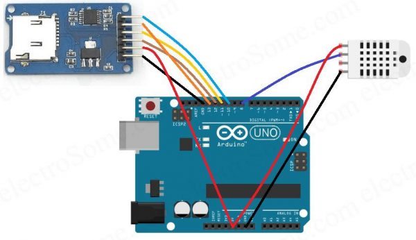 Temperature Data Logger using Arduino - Circuit Diagram