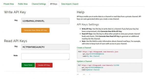 ThingSpeak - API Keys