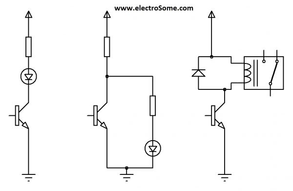 Transistor as a Switch Different ways of connecting Loads