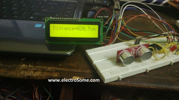 Ultrasonic Distance Sensor interfaced with PIC Microcontroller