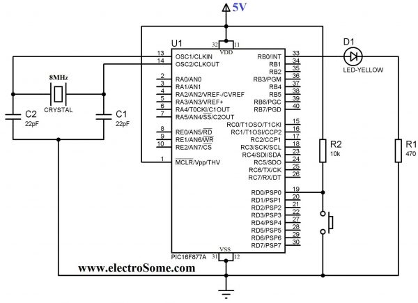 Using Push Button Switch - PIC Microcontroller