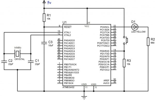 Using Push Button Switch with Atmega32 using Atmel Studio