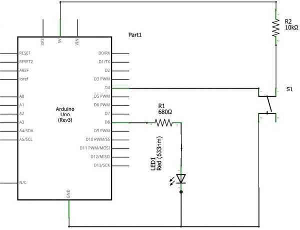 Using Switch with Arduino Uno External PULL-UP Schematic