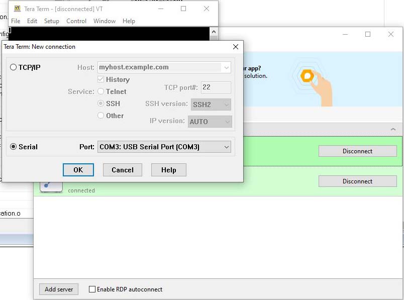 Connecting to Remote Serial Port - Tera Term