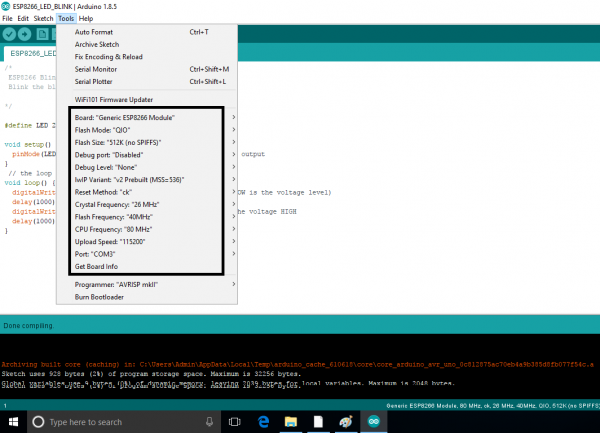 Arduino IDE Board & Port Selection