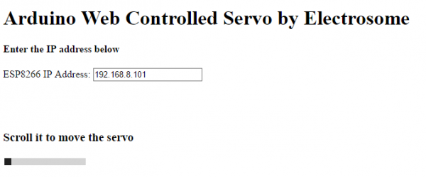 Web Controlled Servo Motor Using Arduino Uno - Webpage