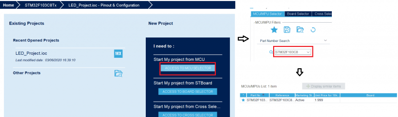 Creating New Project - STM32CubeMX