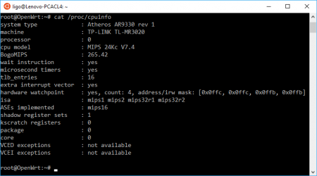 Finding OpenWrt CPU Info