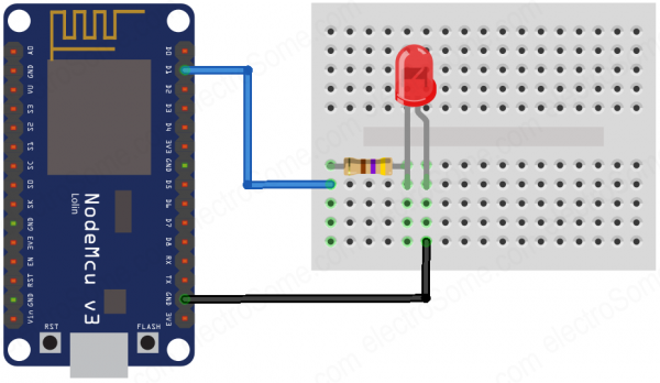Home Automation using ESP8266 and Telegram Bot - Circuit Diagram