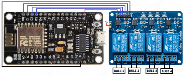 Home-Automation-using-using-ESP8266-Blynk-App-Circuit-Diagram