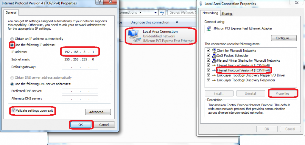 Windows IP address setting